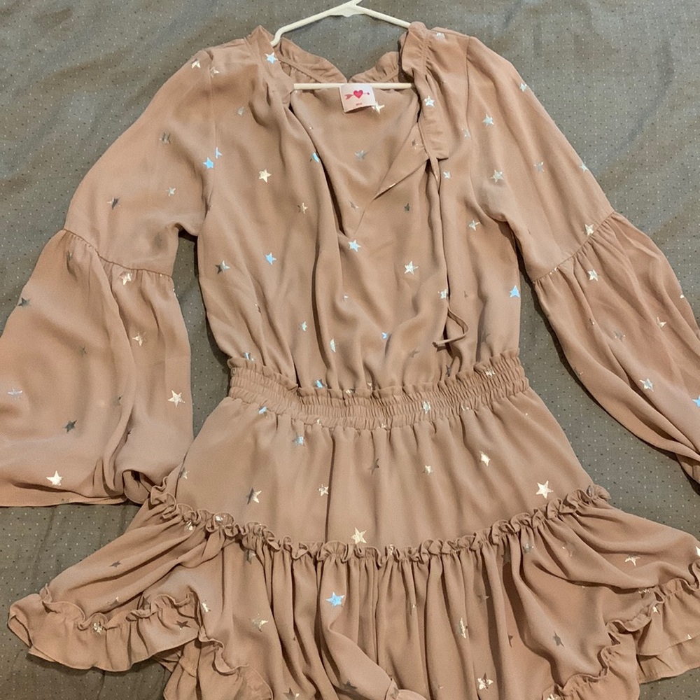 Buddy love/ elastic waist mini dress/ mauve with silver